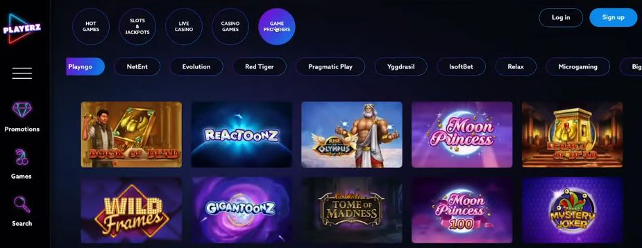 Play games from top providers at Playerz Casino